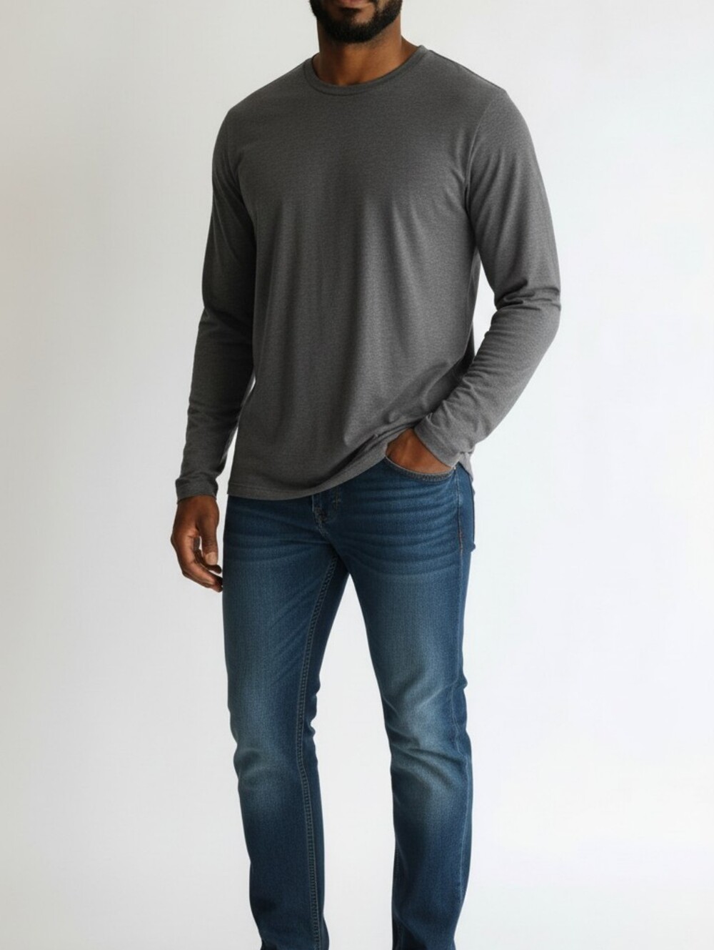 Athletic Works Men's Long Sleeve Crew Shirt - Gray